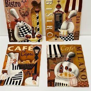 Set of 4 Italian Bistro Wall Art Decor